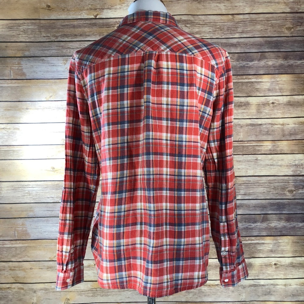 Madewell Red Boyshirt Suntour Plaid Flannel Blouse - Picture 3 of 8